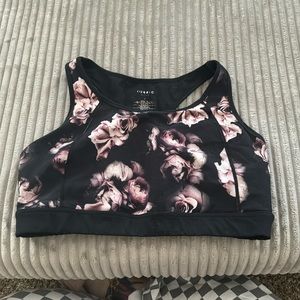 TORRID Size 2 Wireless Sports Bra Roses floral pink & black